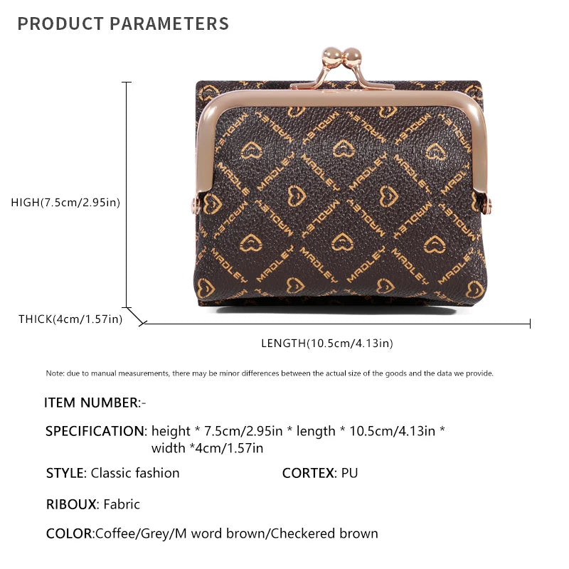 New Wallet Women's Wrist Strap Short Old Flower Zero Wallet Large Capacity Coin Clip Bag Letter Multi Card Card Bag Money Clip