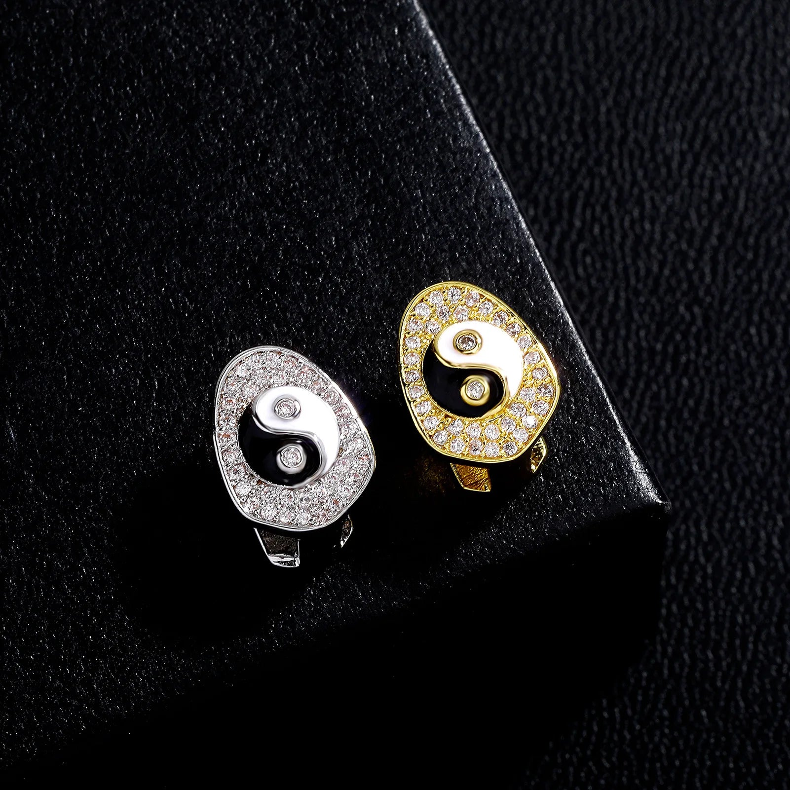 New Tai Chi Pattern Charm Zircon Teeth Grillz Hip Hop CZ Stone Tooth Caps For Women Men, Jewelry Party Gift teeth