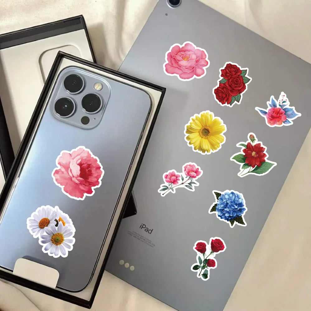 30/60/180 Flowers Stickers Cartoon Cute Decals Toy Stationery Guitar Phone Bicycle Laptop Luggage Car Graffiti Beautiful Sticker
