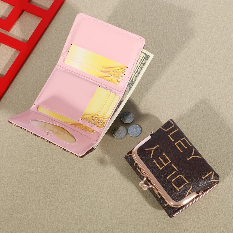 New Wallet Women's Wrist Strap Short Old Flower Zero Wallet Large Capacity Coin Clip Bag Letter Multi Card Card Bag Money Clip
