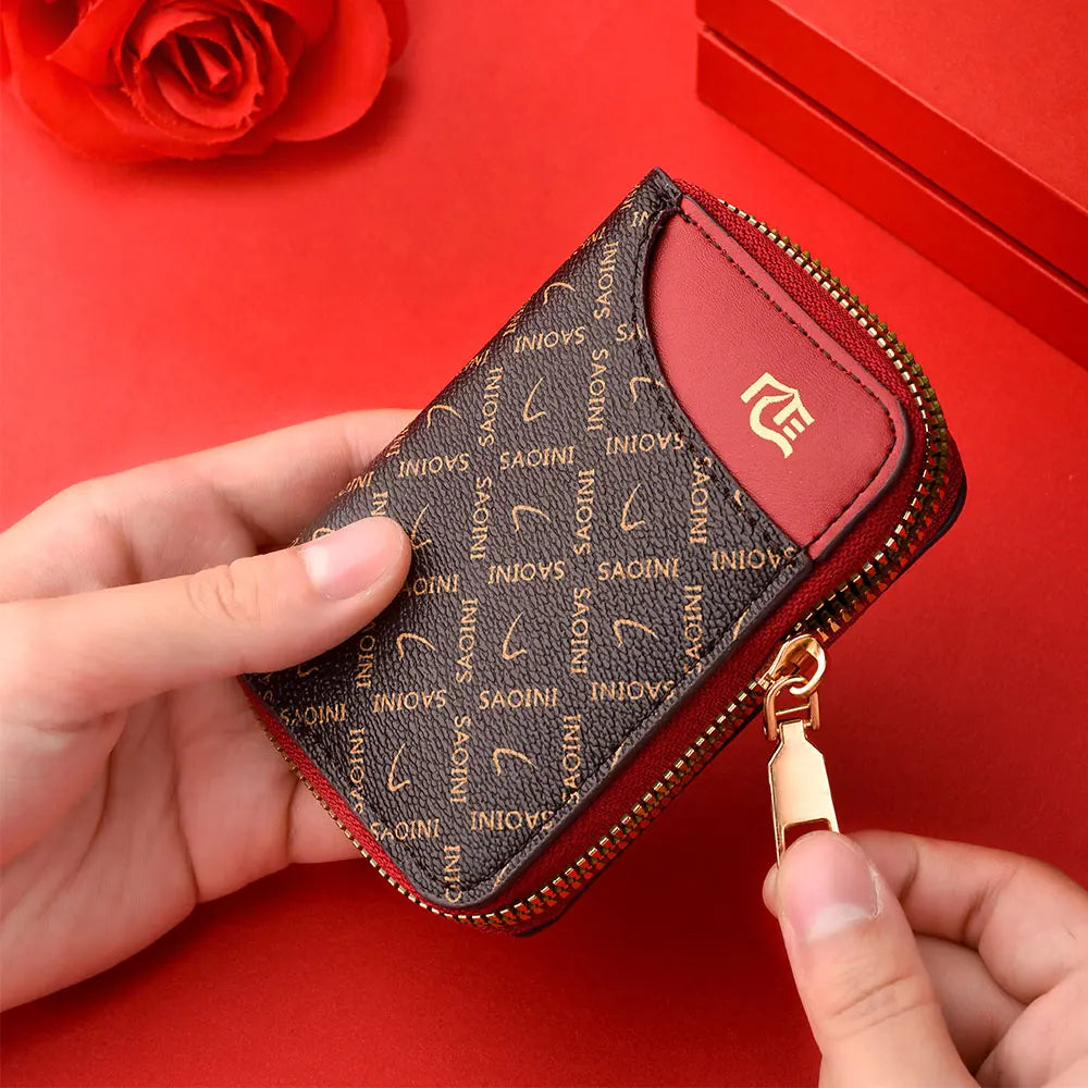 New Girl's Small Wallet Premium Sense Personality Lady, Credit Card Holder Fashion Multi-Slot Zipper Credit Card Wallet  Women's