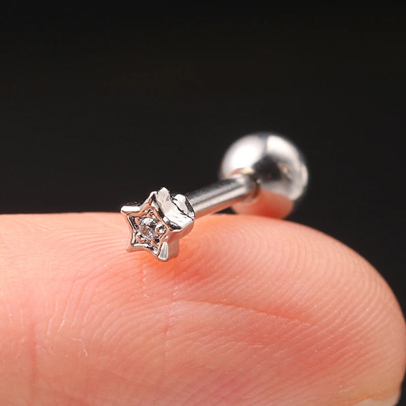 Helix Conch Piercing Snake Earrings for Women Silver Color Moon Star Daith Tragus Cartilage Ear Hoop Septum Rook Fashion Jewelry