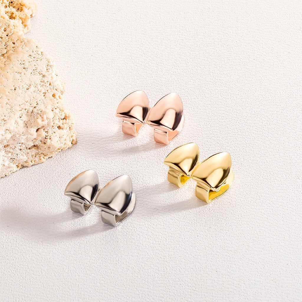 Simple Hip Hop Double Glossy Teeth Grillz Gold And Silver Color, Tooth Caps Fangs Dental Grills For Women And Men, Jewelry Cosplay Gift