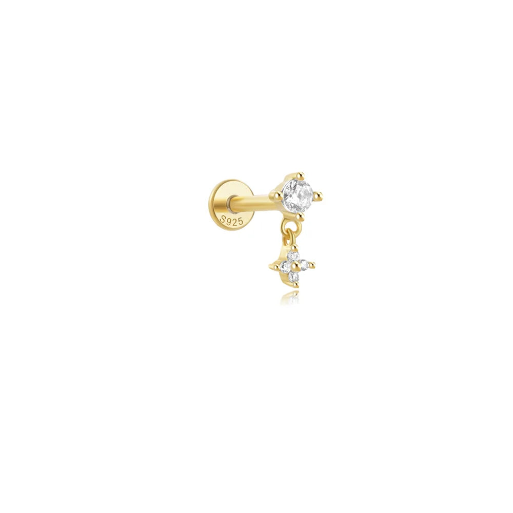 925 Sterling Silver 1pc, Geometry Multi Piercing Stud Earrings For Women, K Gold Simple Elegant Tassel Jewelry, beautiful Gift