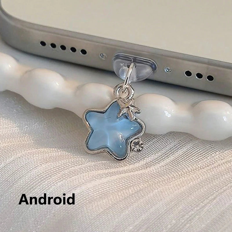 Cute Diamond Star Phone, Stylish Dust plug Accessories Decoration, Hanging Pendant for iPhone And Samsung Type-C Charging Port, Wonderful Girly Gift