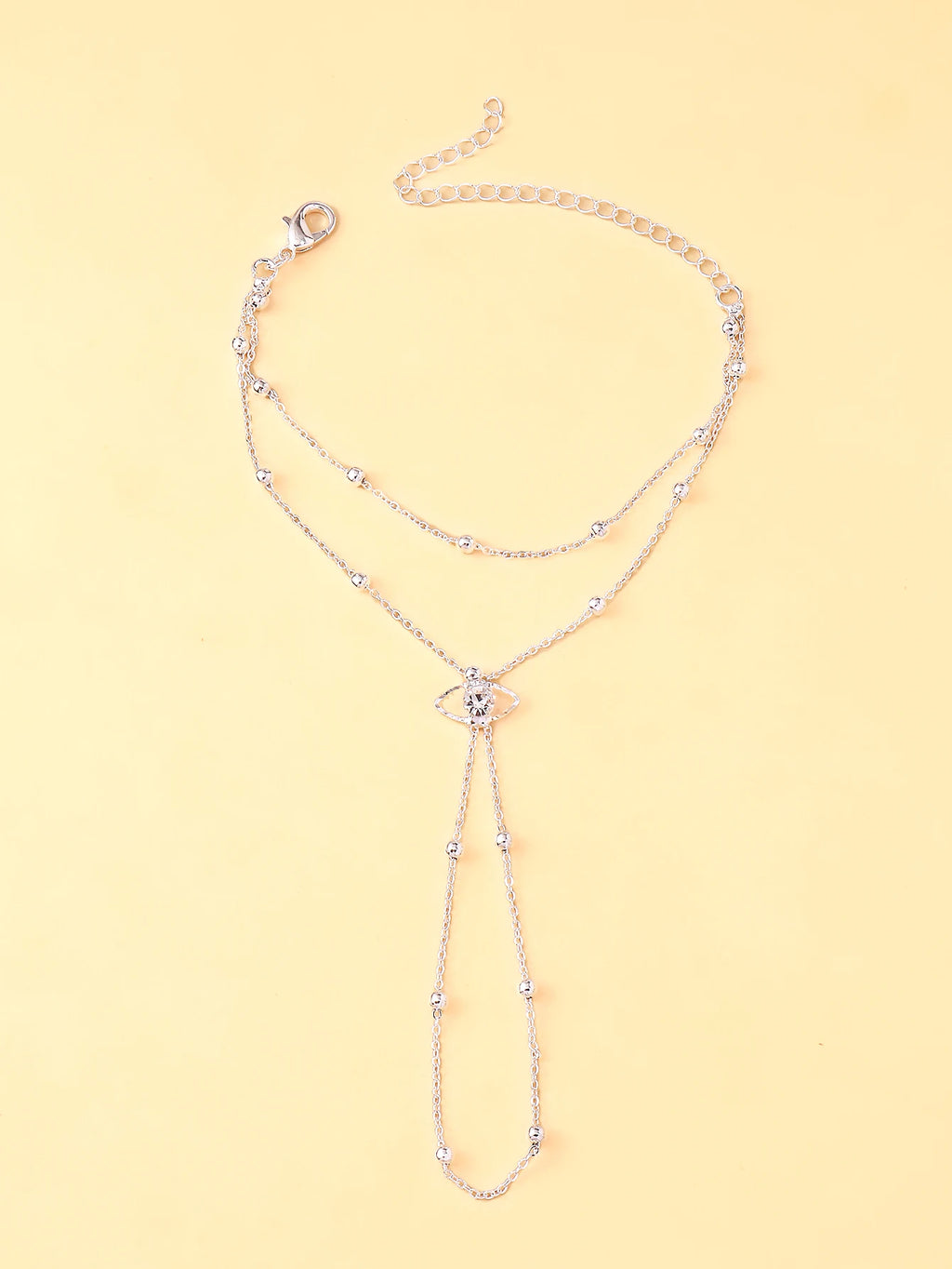 StoneFans Demon's Eye Finger Chain Bracelet Niche Design Minimalist Retro Chain Hand Back Chain Fashionable Hand Accessories