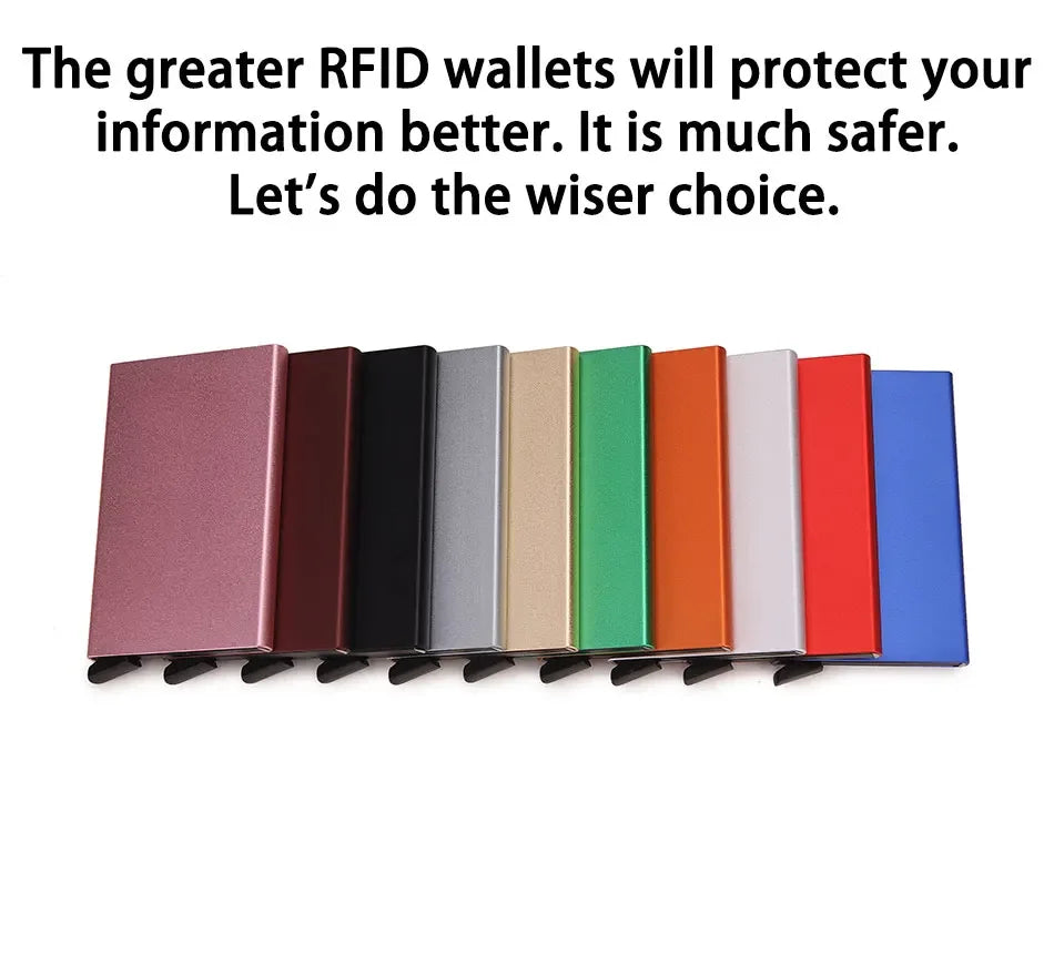 Smart RFID Credit Card Holder, Metal Thin Slim Blocker, Smart Wallet Men And Women Wallets ,Pop Up Minimalist Small Black Purse Mini Wallets for Security Men and Woman, Many Beautiful Pocket Wallet Colors