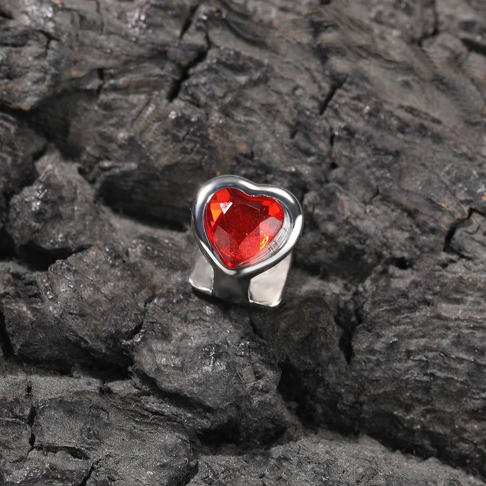 Unique Hip Hop Single Red Green Heart Zircon Teeth, Grillz Silver Color Shiny Crystal Tooth Jewelry, Caps For Women Men Jewelry Gift