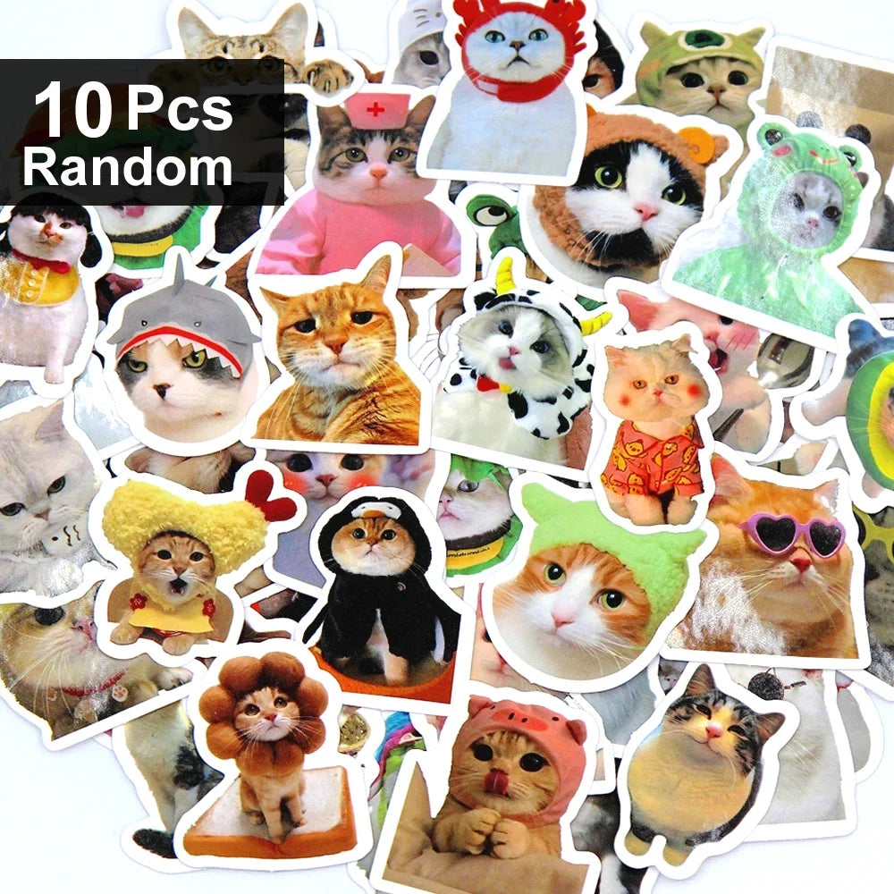 100/500/1000pcs Funny Cat Stickers Cartoon Cute Decals Toy Stationery Guitar Phone Bicycle Laptop Luggage Graffiti Sticker