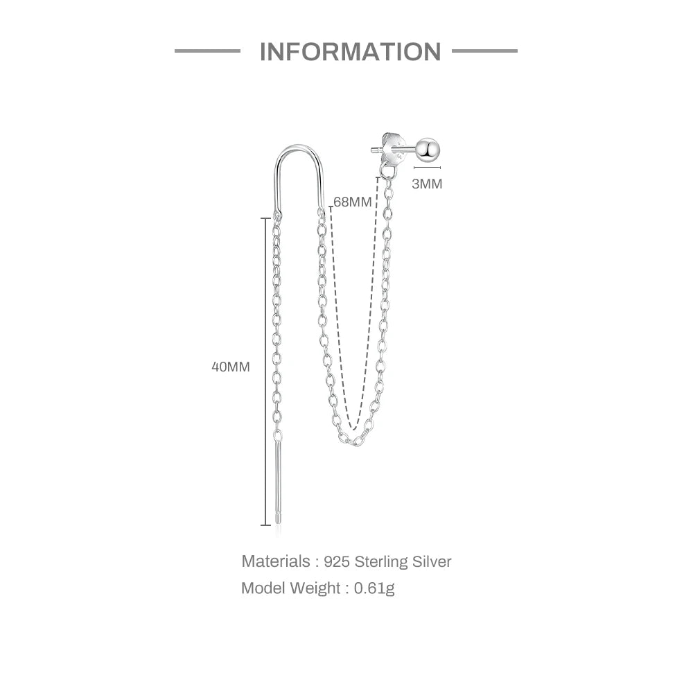 925 Sterling Silver 1pc, Geometry Multi Piercing Stud Earrings For Women, K Gold Simple Elegant Tassel Jewelry, beautiful Gift