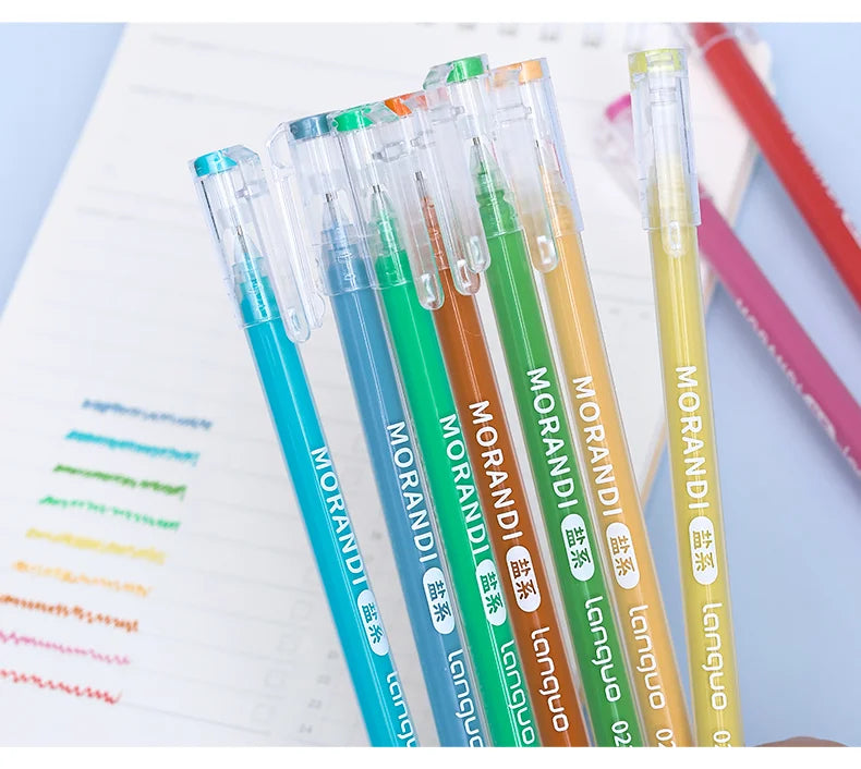 Kawaii Morandi Gray Pens, Functional Set Multi Color Gel Ink Pens, Beautiful Vintage Marker Liner Ballpoint Pen School And Office Stationery Gift Pen