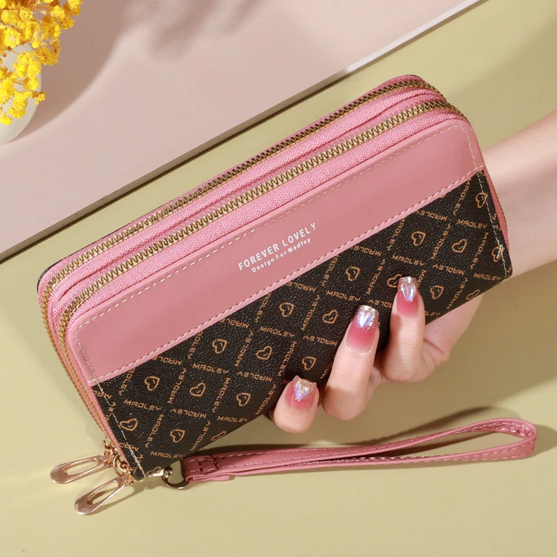 Lovely Classic Wallet, Large Capacity Clutch Purse With Zipper, Card Holder With 8 Slots And Multiple Compartments, Elegant Hand Clutch