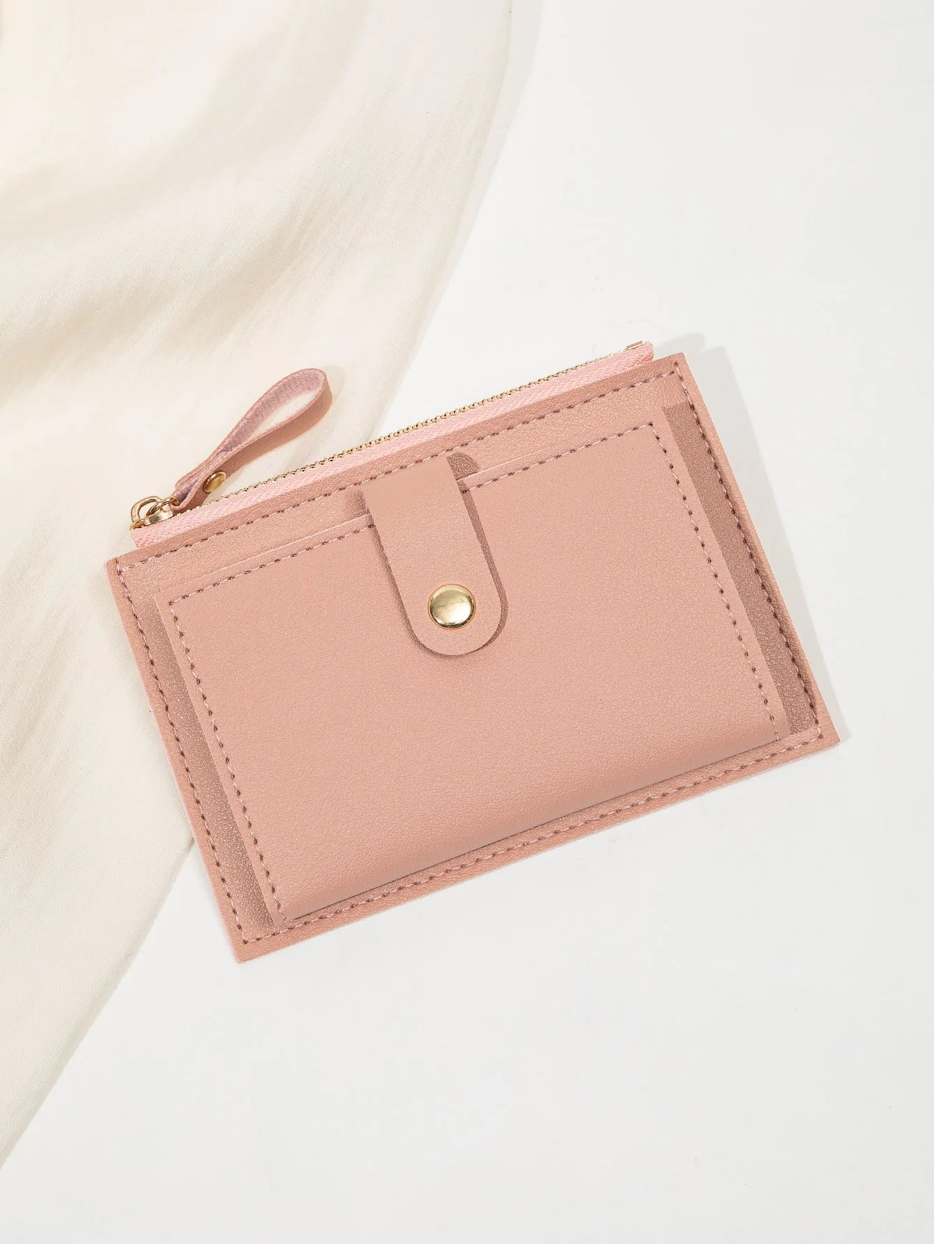 Adorable Minimalist And Fashionable Women's Short Card Bag, Thin Mini PU Leather Wallet, Amazing women's credit card holder wallet, Stunning Trendy Practical Gift For Cute Girls, Lovely Pink Wallet, Nice Blue Color, Kind Pink