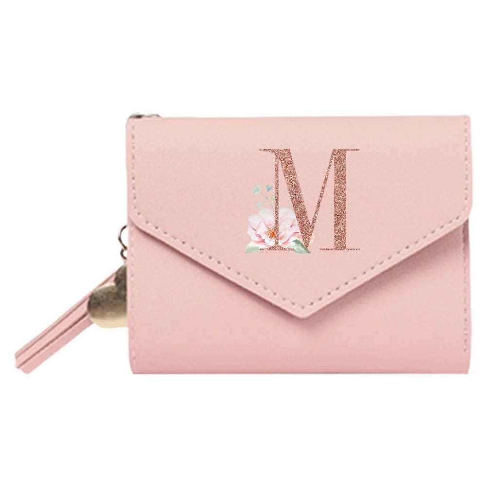 Women'S Wallet Clutch Fashion Leather Short Style Purse Multi Caroslot Coin Purse RFID Blocking Case Rose Gold Pattern