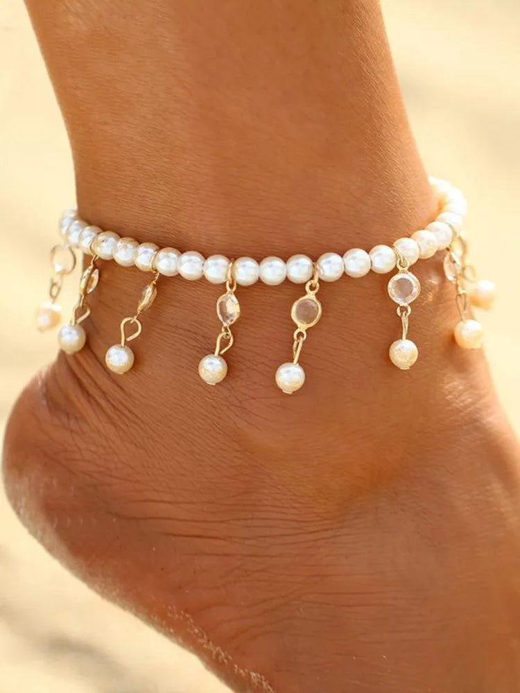 Neue Mode Sommer Strand Fuß Kette Schmuck Für Frauen Exquisite Gold Silber Farbe Glänzenden Strass Ankle Armbänder Fußkettchen