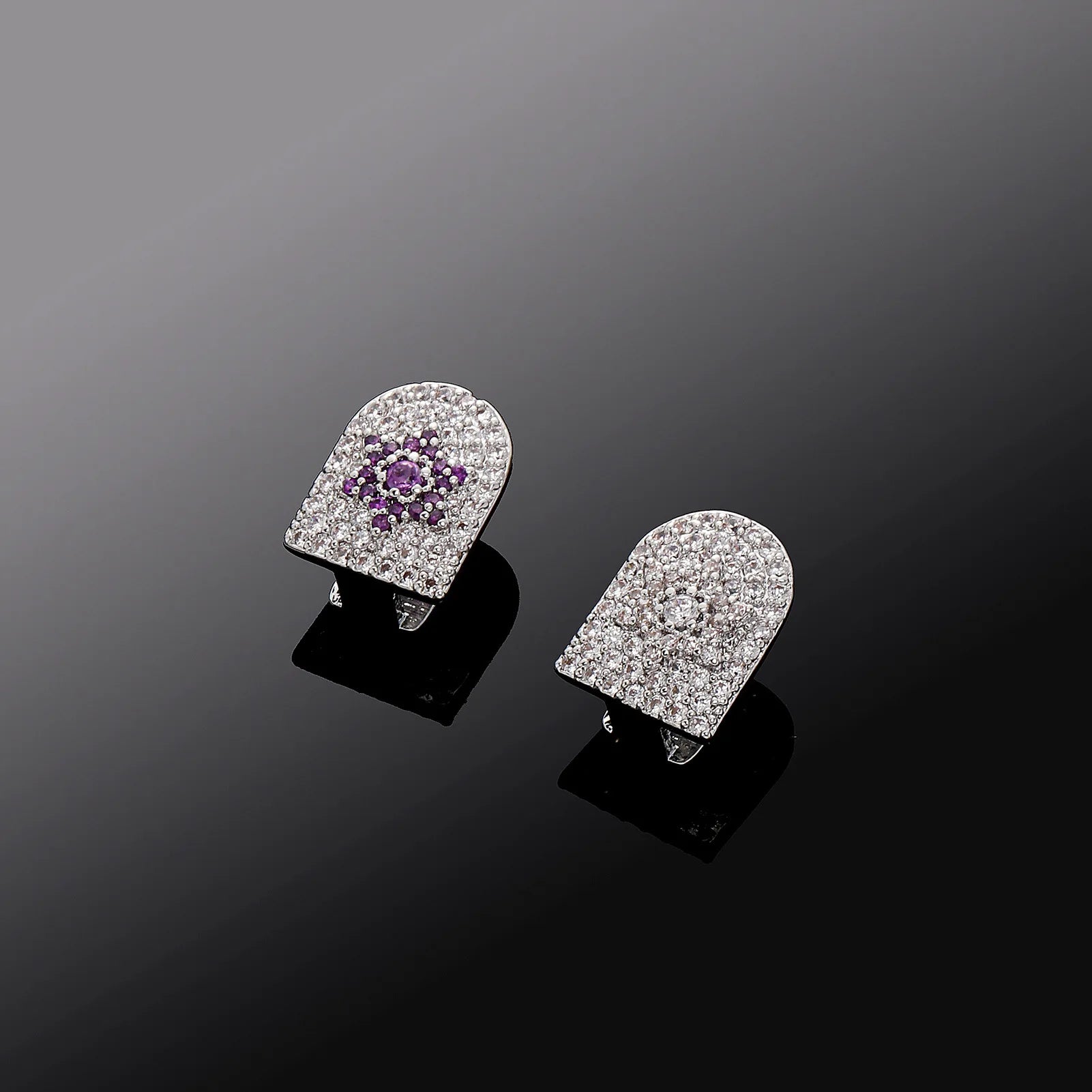 Pretty Hip Hop Single Purple Sun Zircon Teeth, Grillz Dental Grills Silver Color, CZ Stone Tooth Caps For Cute Girls, New Gift Jewelryelry