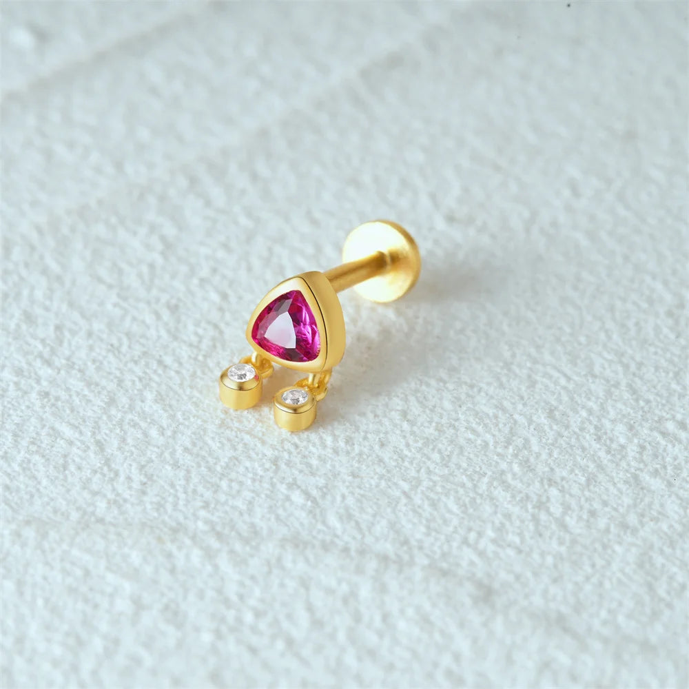 925 Sterling Silver 1pc, Geometry Multi Piercing Stud Earrings For Women, K Gold Simple Elegant Tassel Jewelry, beautiful Gift