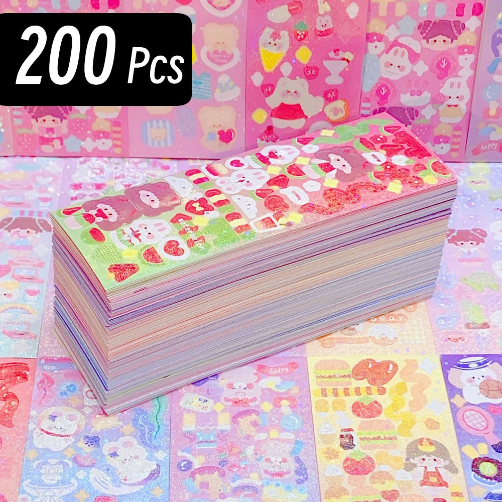 200p Kawaii Stickers for Kids, Cute Stationary Aesthetic Diary Decoration Art Supplies Stickers for Scrapbooking, Beautiful Gifts Sticker