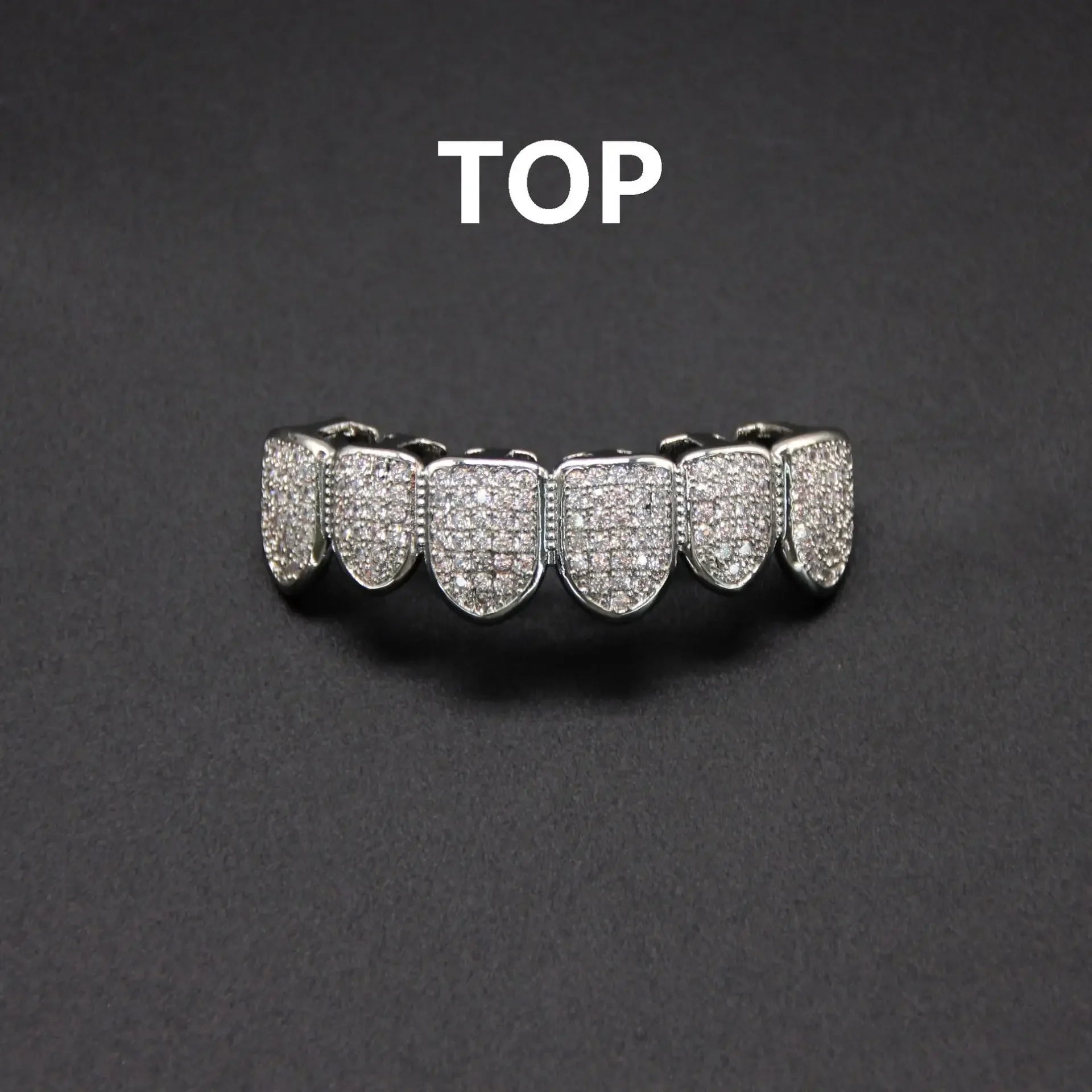 New Hip Hop CZ Teeth Set For Unisex Top And Bottom Mouth, Gold And Silver Color Teeth, Trendy Tooth Cap Removable Dental, Fashion Jewelry Gift