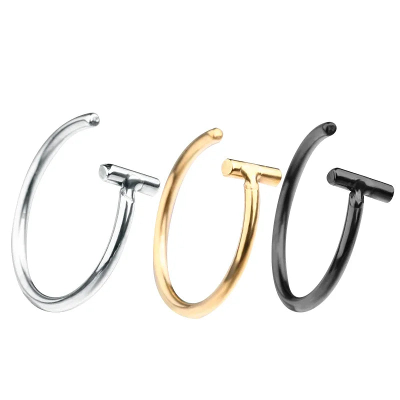 5PCS Punk Lips Rings Medical Titanium Steel, Nose Ring  Septum, Piercing Clip on Mouth Ring, Fake Piercing Body Clip