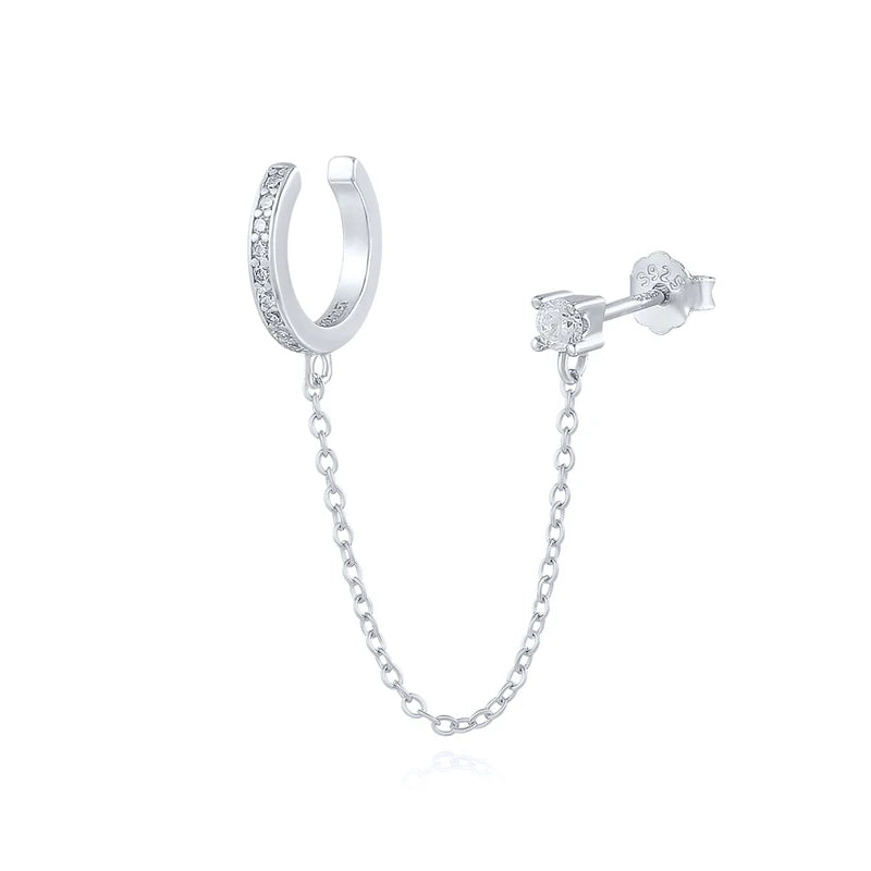 925 Sterling Silver 1pc, Geometry Multi Piercing Stud Earrings For Women, K Gold Simple Elegant Tassel Jewelry, beautiful Gift