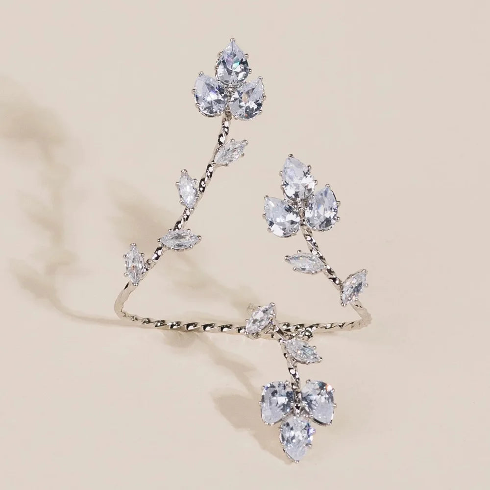 Stonefans CZ AAAAA Leaf Ring Adjustable Women Y2K Luxury Fashion Wedding Jewelry Bride Party Accessories Decoration Rings Gifts