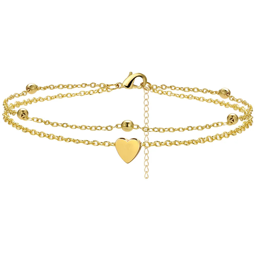 925 Sliver Plated CZ Anklet, Lovely Bracelets for Women Girl, Trendy New Waterproof Heart, Charm Dainty Layer Chain Anklets Jewelry Gifts, Charming Gift For Birthday Or Christmas