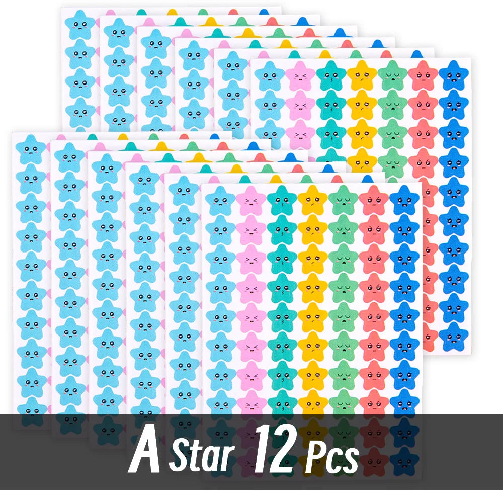 4200 Sheet Heart/Circle/Stars Reward Sign Stickers Pack DIY Skateboard Suitcase Stationery Decals Decor Phone Laptop Gift Toys