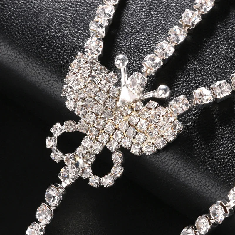 Sexy Multi Layer Rhinestone Butterfly Bra Chain for Girls, Fashion Body Chain Bra Necklace Bikini Harness, Chic Party Jewelry