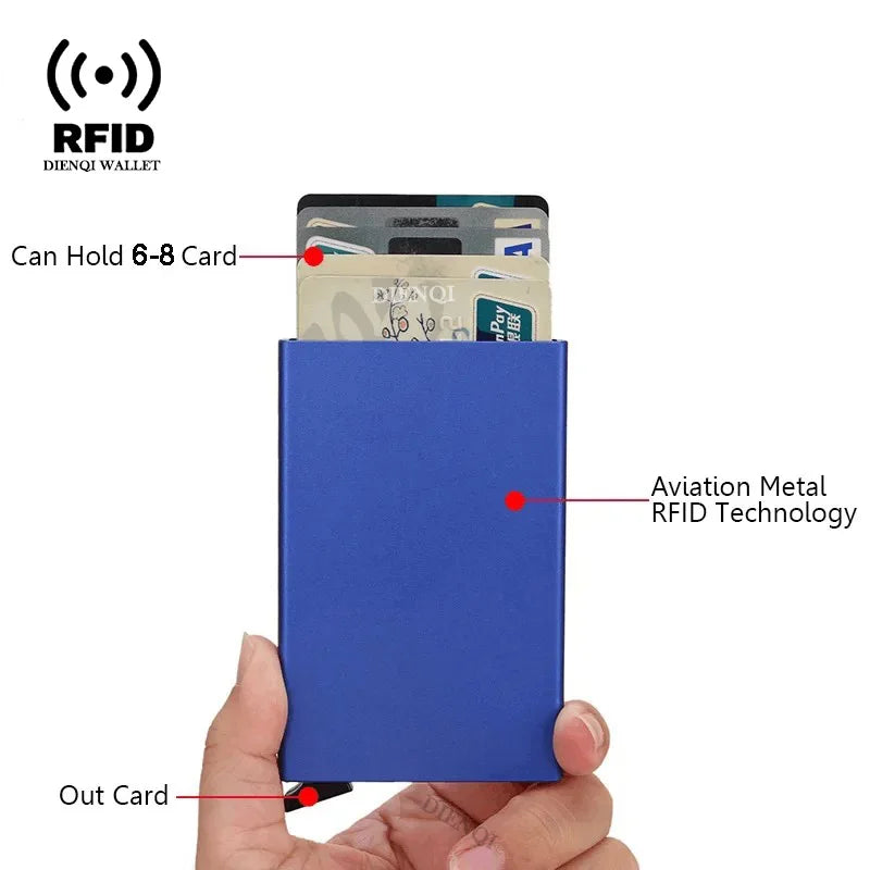 Smart RFID Credit Card Holder, Metal Thin Slim Blocker, Smart Wallet Men And Women Wallets ,Pop Up Minimalist Small Black Purse Mini Wallets for Security Men and Woman, Many Beautiful Pocket Wallet Colors