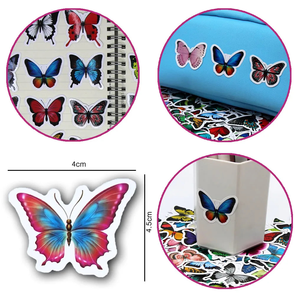 10/50/100pcs Butterfly Insect Cartoon Cute Decals Toy Stationery Guitar Phone Bicycle Laptop Luggage Car Graffiti Sticker