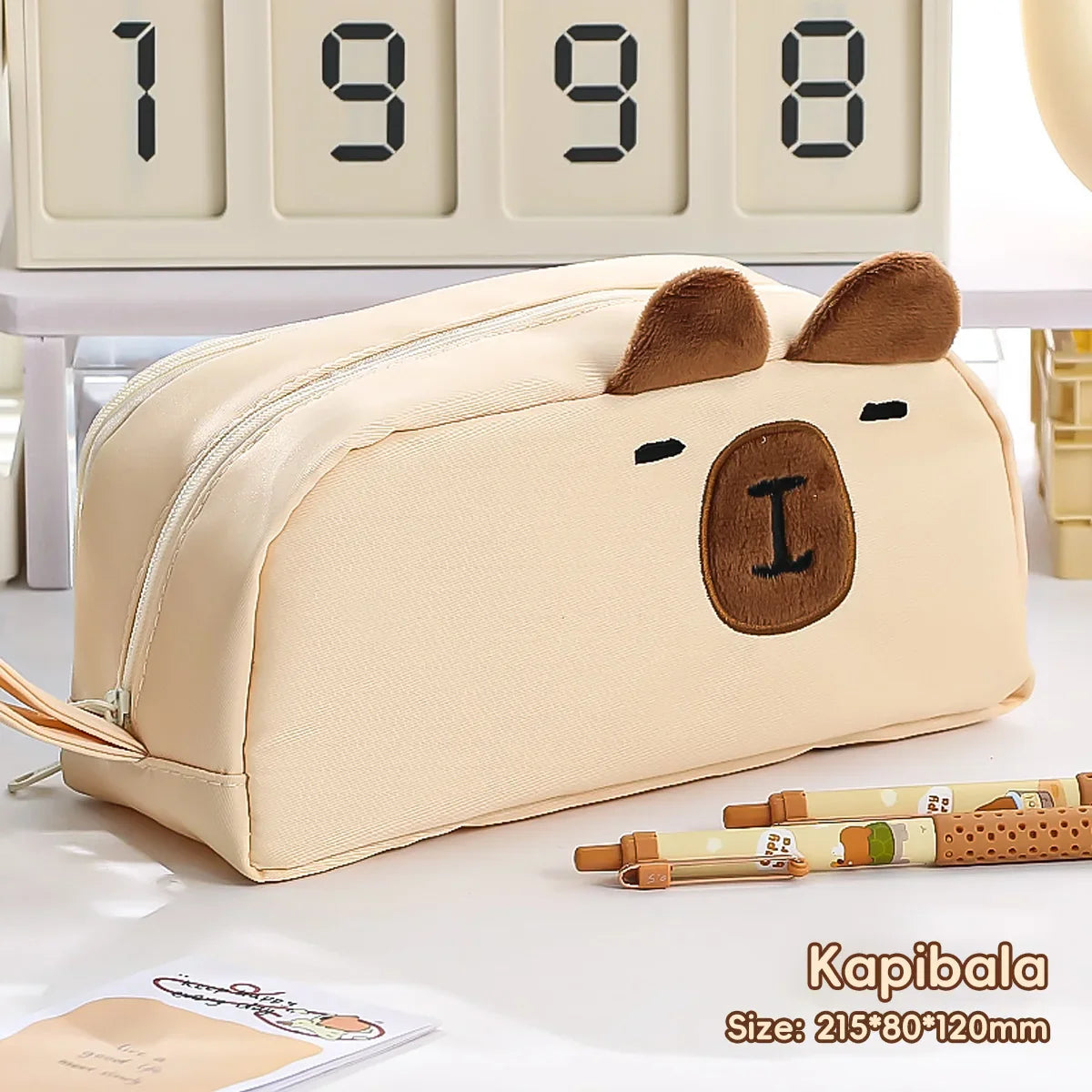 Kawaii Pencil Case for Girls Kapibara-San Large Capacity Makeup Bag Aesthetic School Office Supplies (Cartoon Animal Design)