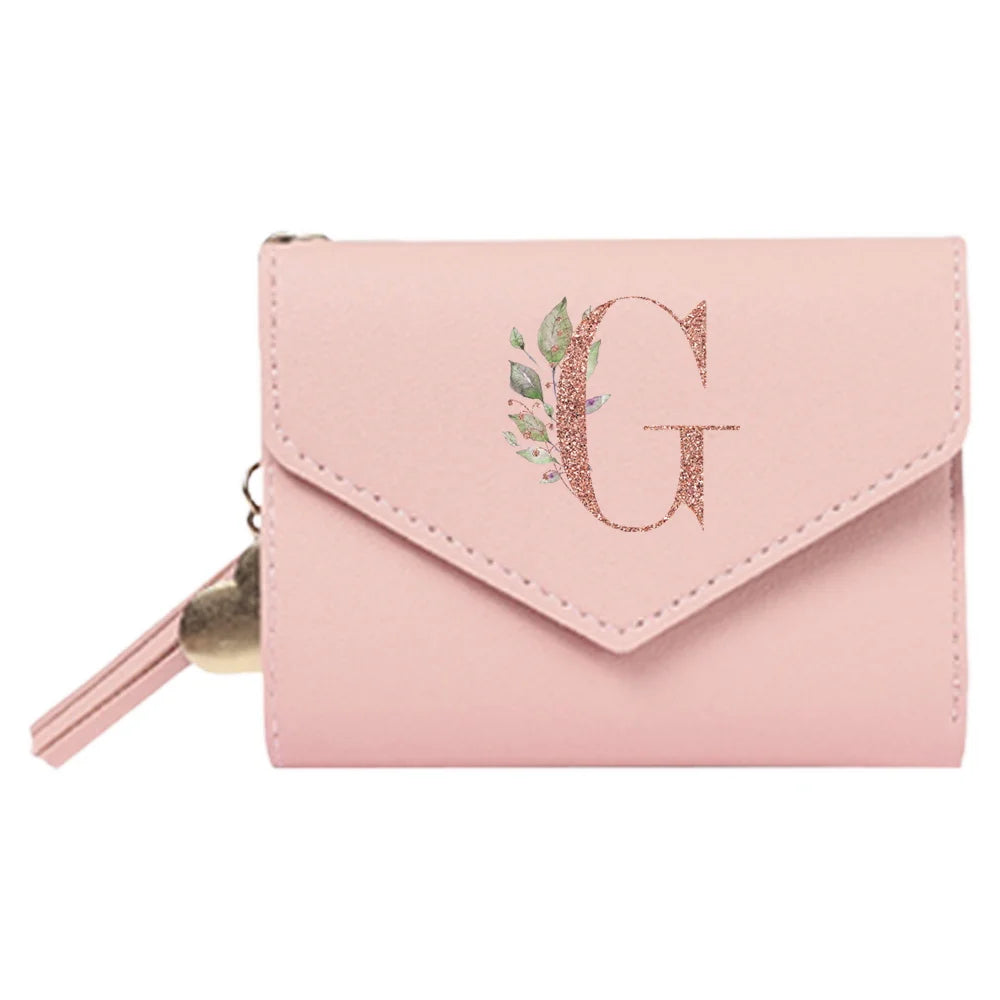 Women'S Wallet Clutch Fashion Leather Short Style Purse Multi Caroslot Coin Purse RFID Blocking Case Rose Gold Pattern