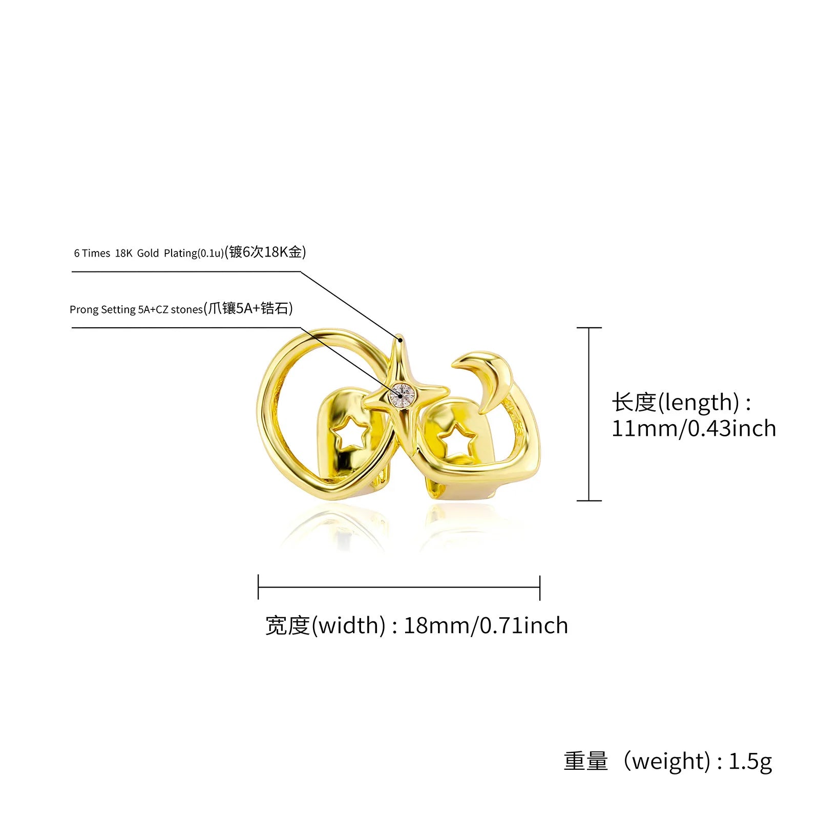 RACHELZ Hip Hop Cute CZ Stone Star Teeth Grillz Braces Gold Color Y2K Elegant Shiny Zircon Tooth Caps For Women Men Punk Jewelry