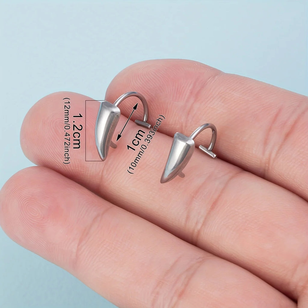 1Pair Stainless Steel Vampire Fangs Lip, Rings Hip Hop Punk Gothic, Style Fake Piercing Teeth Jewelry for Men and Women, Halloween 2025