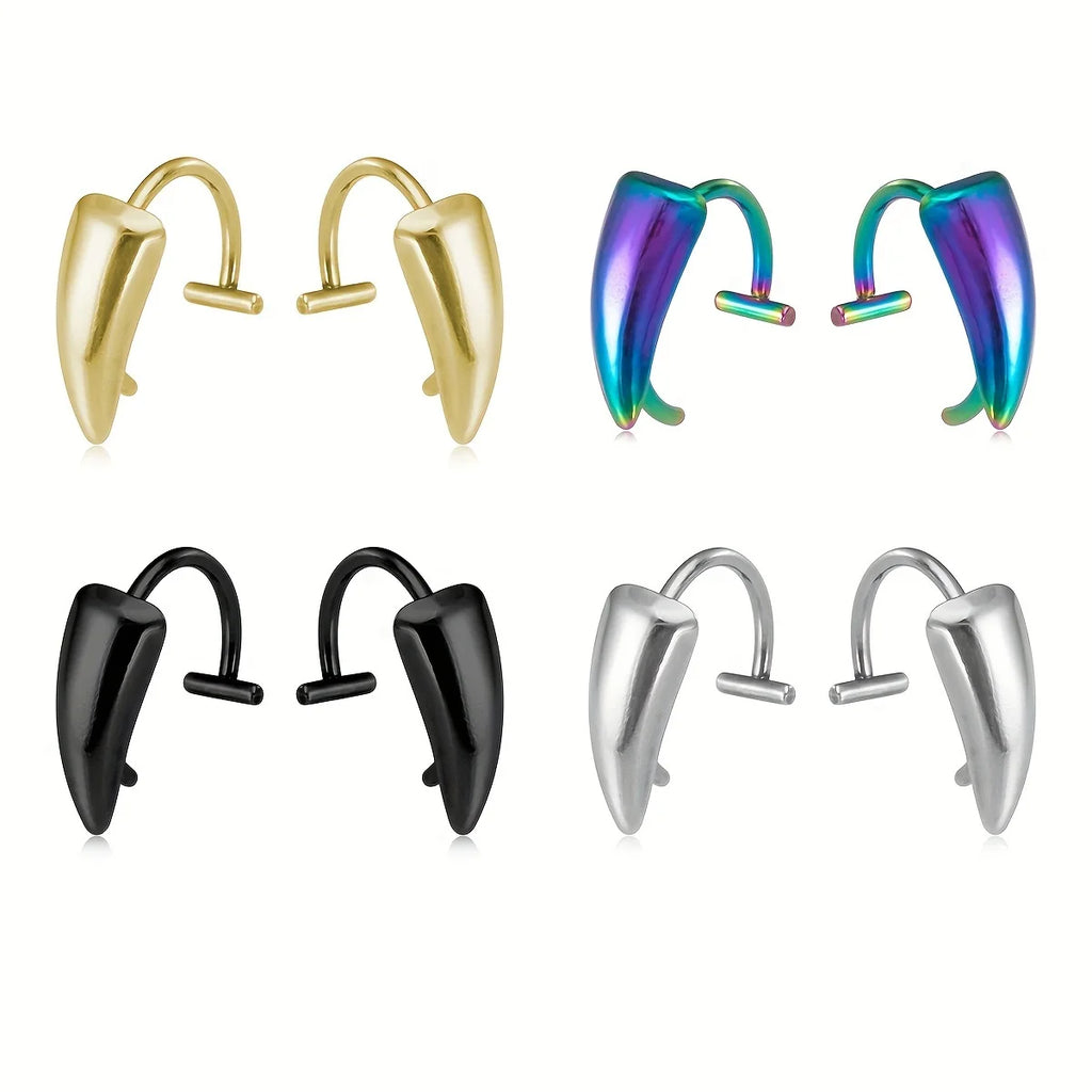 1Pair Stainless Steel Vampire Fangs Lip, Rings Hip Hop Punk Gothic, Style Fake Piercing Teeth Jewelry for Men and Women, Halloween 2025