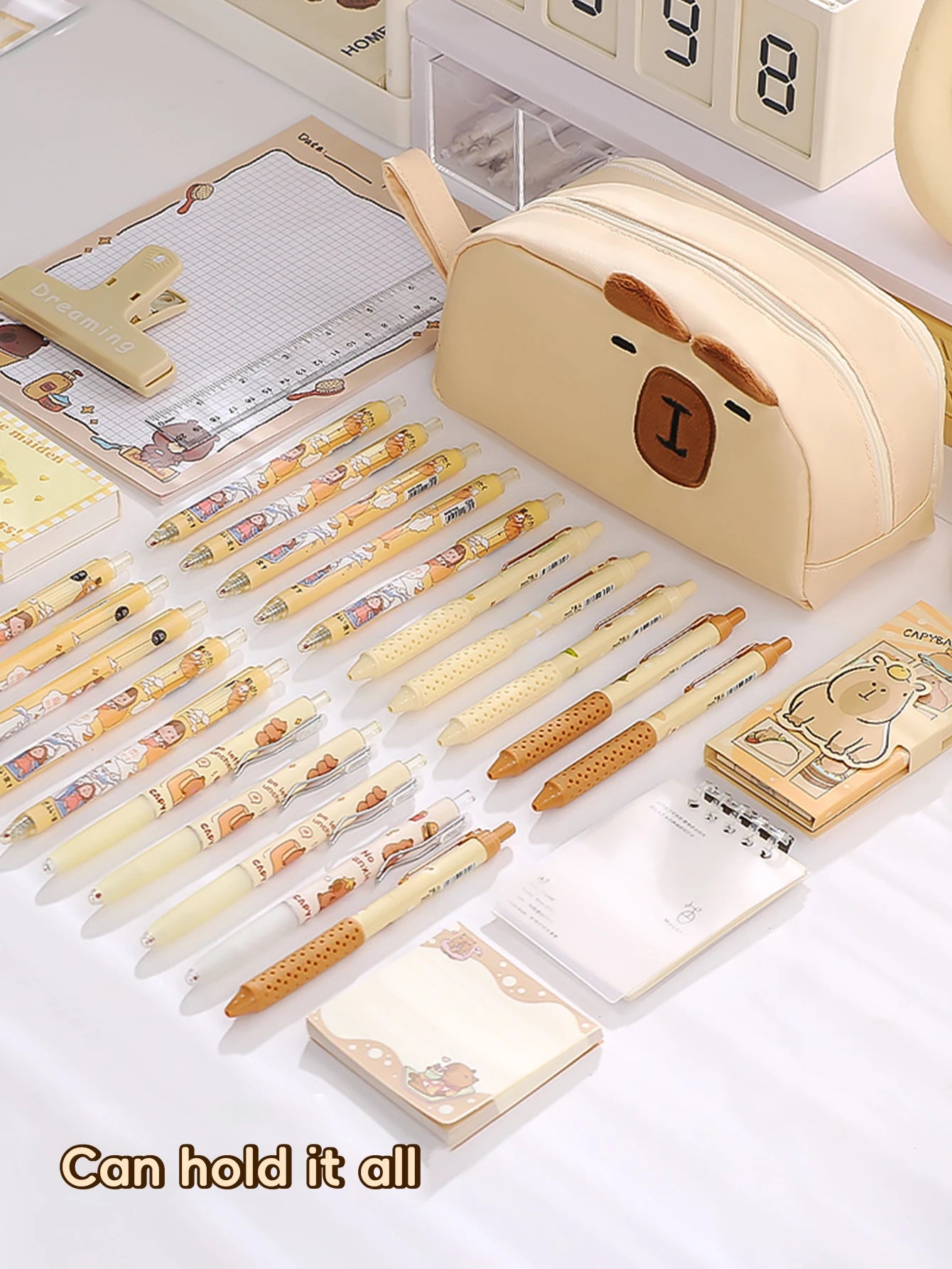 Kawaii Pencil Case for Girls Kapibara-San Large Capacity Makeup Bag Aesthetic School Office Supplies (Cartoon Animal Design)