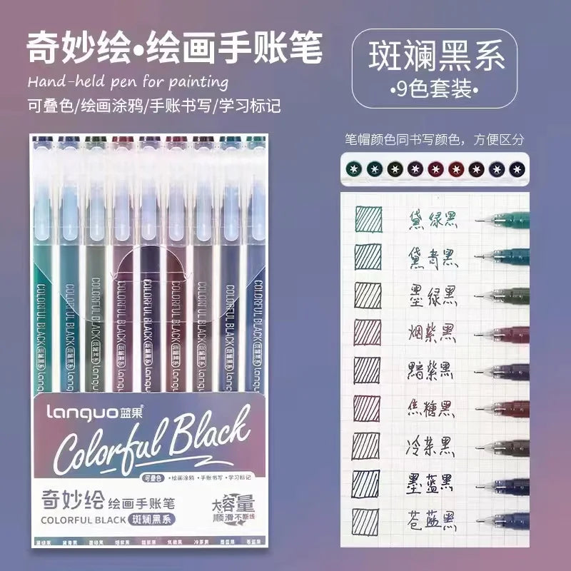 Kawaii Morandi Gray Pens, Functional Set Multi Color Gel Ink Pens, Beautiful Vintage Marker Liner Ballpoint Pen School And Office Stationery Gift Pen