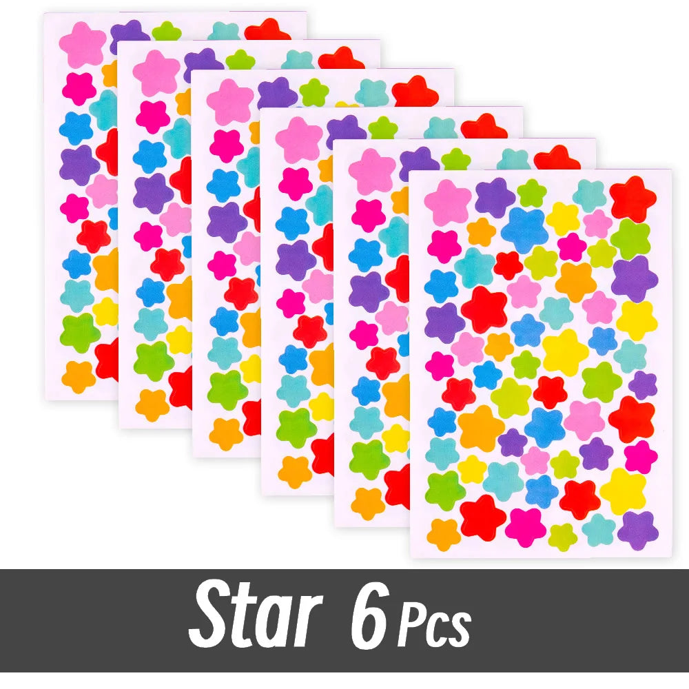 4200 Sheet Heart/Circle/Stars Reward Sign Stickers Pack DIY Skateboard Suitcase Stationery Decals Decor Phone Laptop Gift Toys