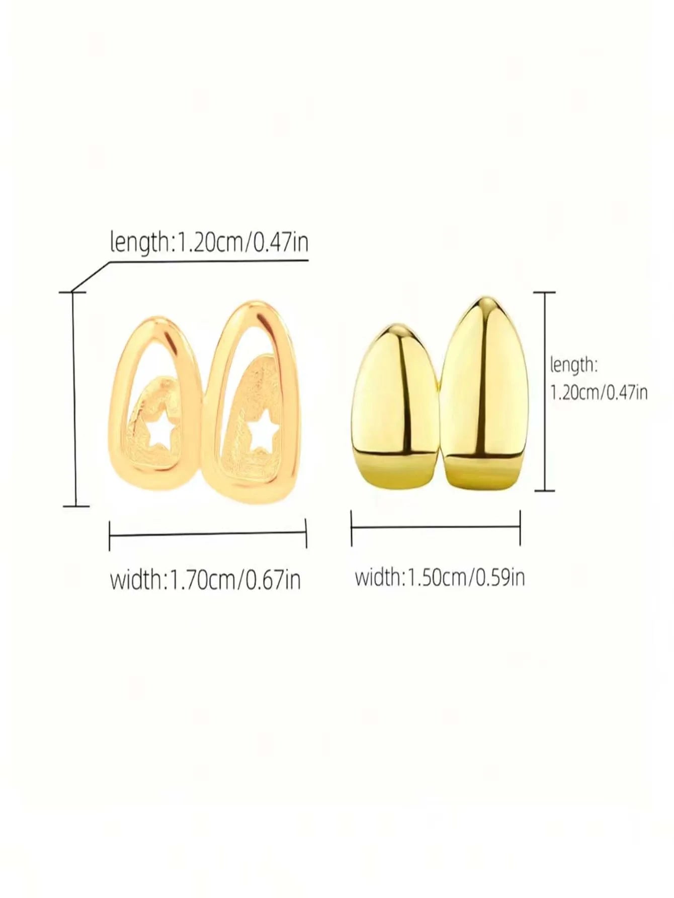 Hip Hop Hollow Double Teeth Grillz Punk 14K Gold Plated Tooth Caps Decor Braces Dental Grills For Women Men Jewelry