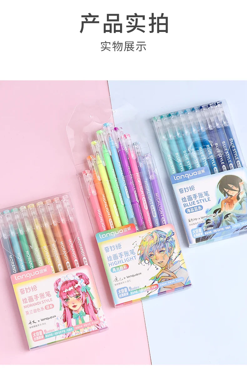 Kawaii Morandi Gray Pens, Functional Set Multi Color Gel Ink Pens, Beautiful Vintage Marker Liner Ballpoint Pen School And Office Stationery Gift Pen