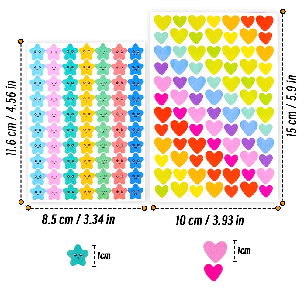 4200 Sheet Heart/Circle/Stars Reward Sign Stickers Pack DIY Skateboard Suitcase Stationery Decals Decor Phone Laptop Gift Toys