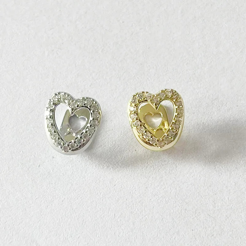 Single CZ Stone Hollow Heart Tooth ,Caps Braces Hip Hip Zircon Tooth, Grillz For Women Men Jewelry Dental Grills