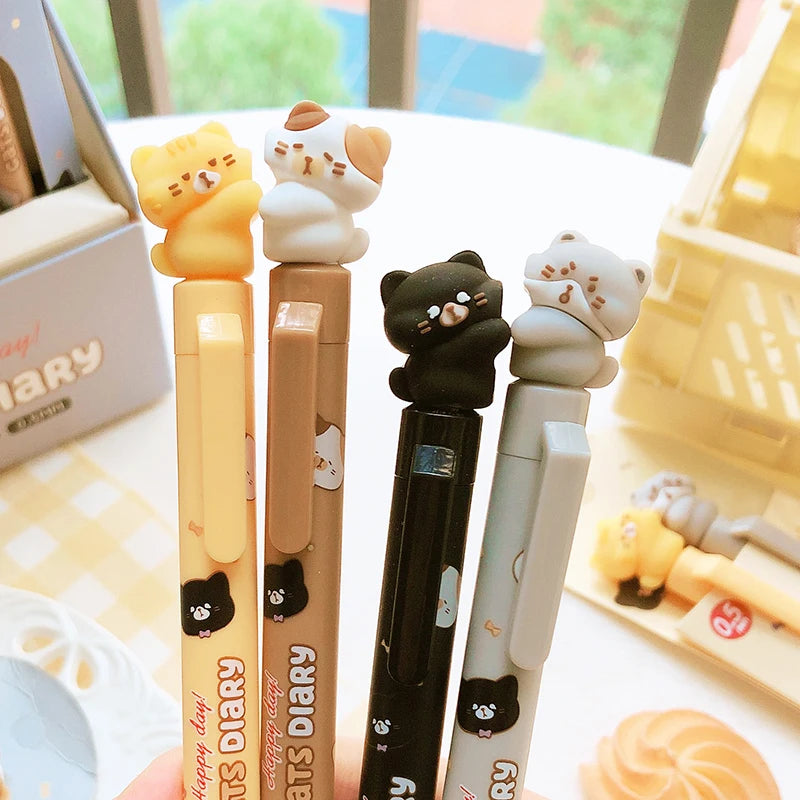 2pcs/box Kawaii stationery office accessories School supplies kit Gift Cat Cute pens aesthetic Black Ink Gel Pen Ballpoint pen