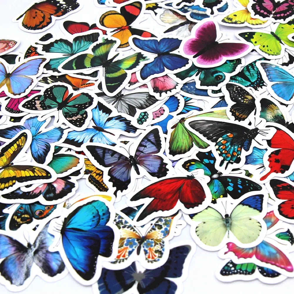 10/50/100pcs Butterfly Insect Cartoon Cute Decals Toy Stationery Guitar Phone Bicycle Laptop Luggage Car Graffiti Sticker