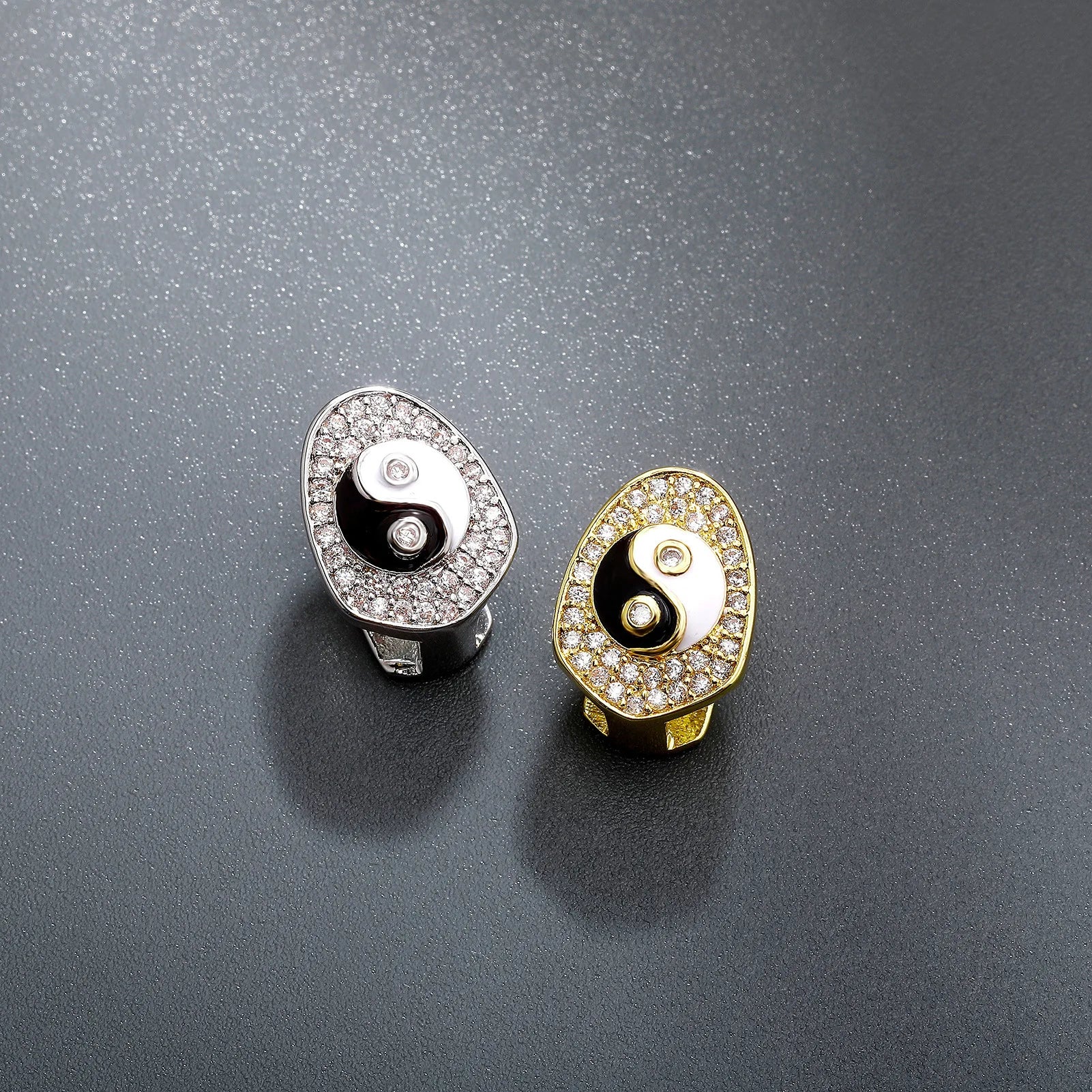 New Tai Chi Pattern Charm Zircon Teeth Grillz Hip Hop CZ Stone Tooth Caps For Women Men, Jewelry Party Gift teeth