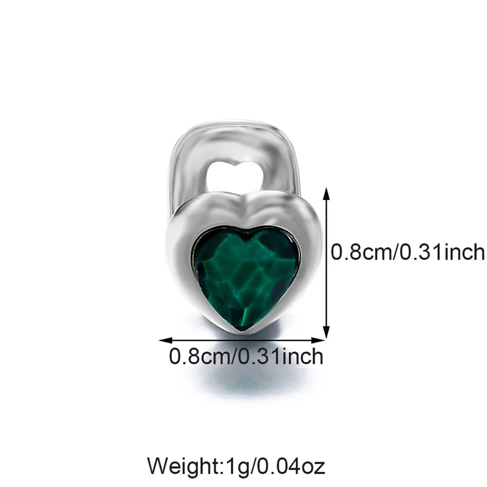 Unique Hip Hop Single Red Green Heart Zircon Teeth, Grillz Silver Color Shiny Crystal Tooth Jewelry, Caps For Women Men Jewelry Gift