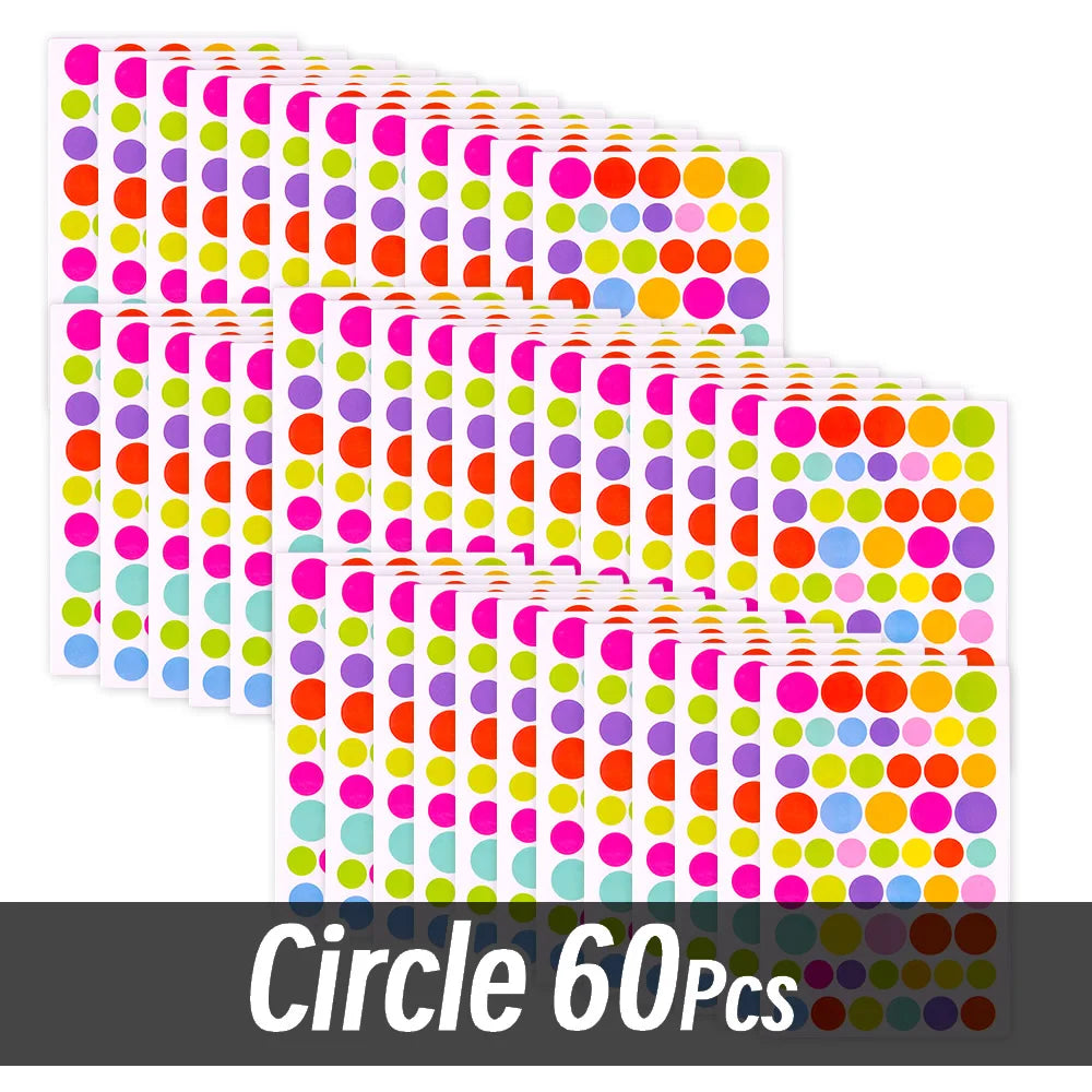 4200 Sheet Heart/Circle/Stars Reward Sign Stickers Pack DIY Skateboard Suitcase Stationery Decals Decor Phone Laptop Gift Toys