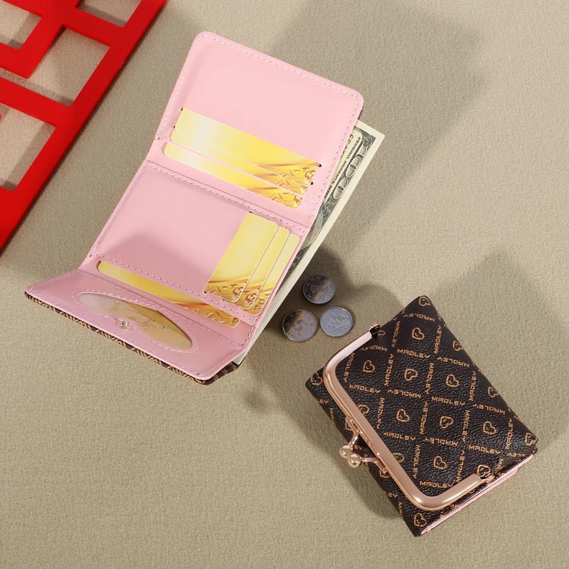 New Wallet Women's Wrist Strap Short Old Flower Zero Wallet Large Capacity Coin Clip Bag Letter Multi Card Card Bag Money Clip