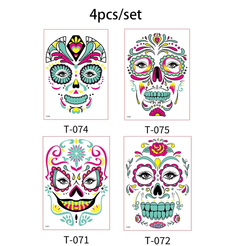 Face Festival Tattoo Costume Party Stickers Halloween Waterproof Temporary Tattoo Stickers Makeup Body Dress Up Decoration
